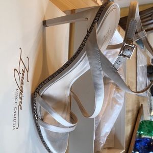 Off white Vince Camuto satin strappy heels